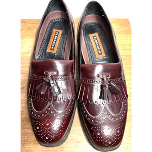 Florsheim Lexington Wingtip Loafers Men Size 9.5 Burgundy Leather Excellent Cond
